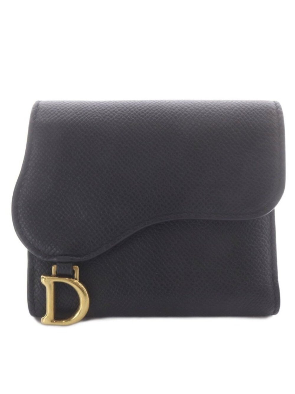 Dior Saddle Lotus Wallet Trifold Goatskin Black